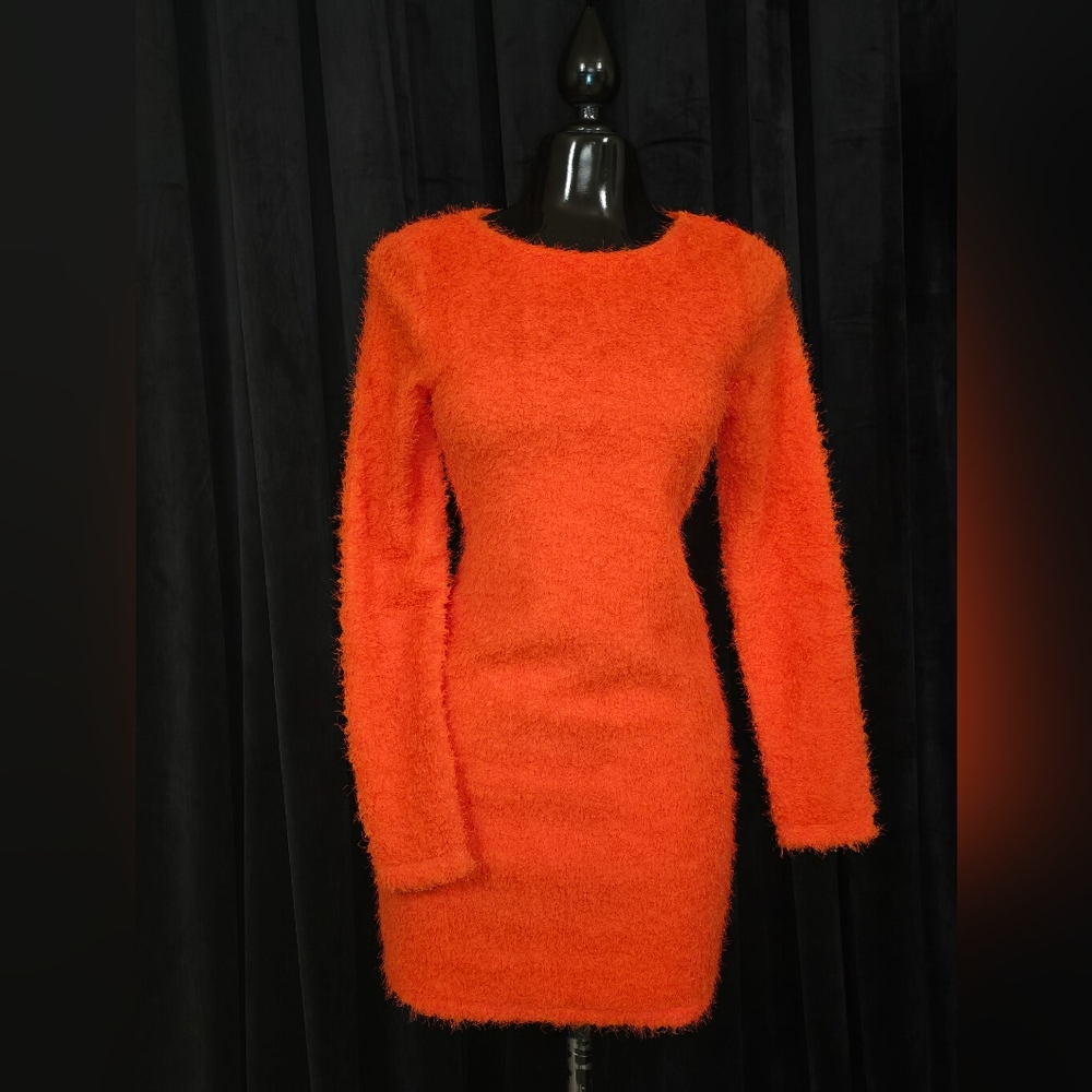 Ces Femme lined textured long sleeve dress